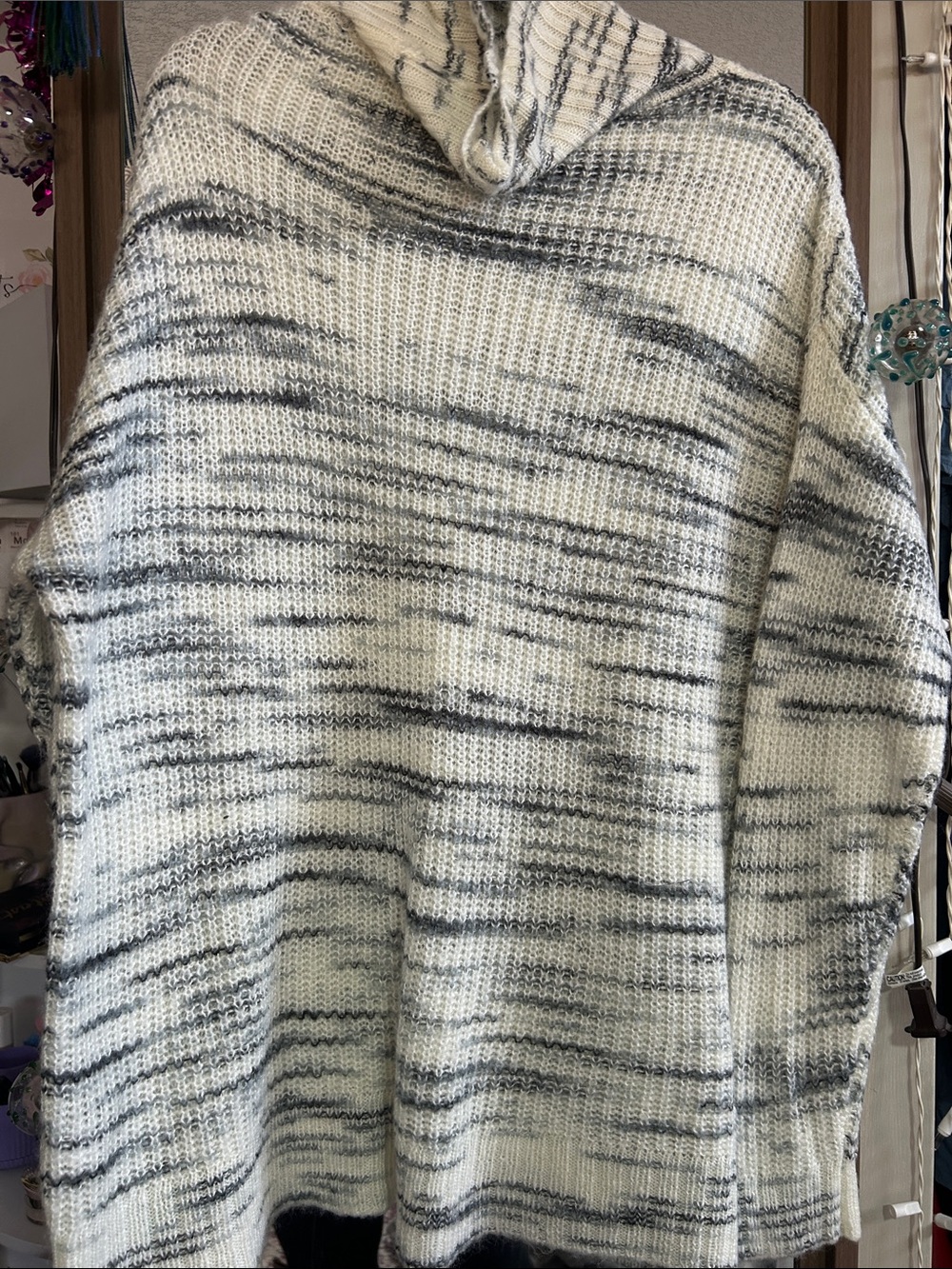 torrid Cream & Gray Marled Hooded Sweater